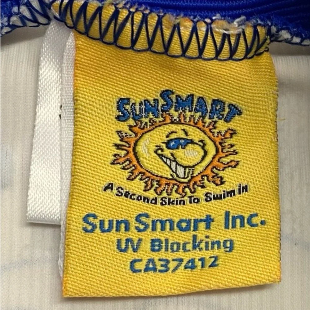 Vintage SunSmart 0-12M Baby UV Blocking Dolphin Swim‎ Suit Blue White